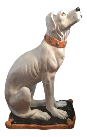 Large Hollywood Regency Glazed Terracotta Majolica Dog Statue