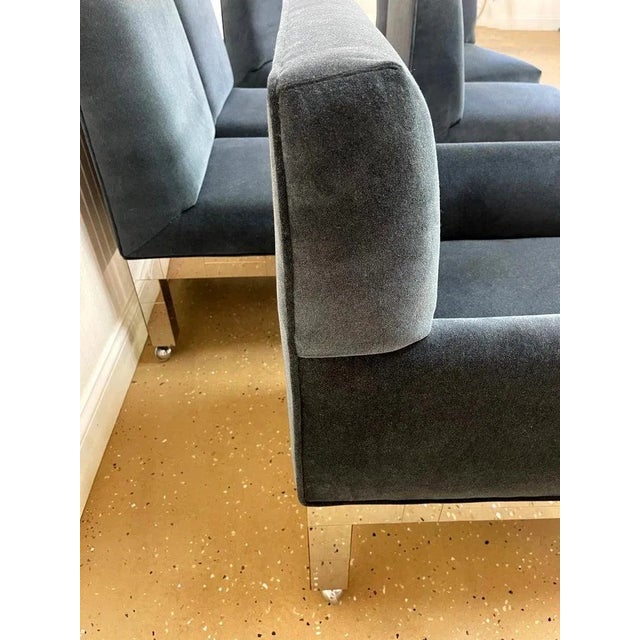 Blue 1970s Chrome Cityscape Dining Chairs by Paul Evans for Directional - Set of 8 For Sale - Image 8 of 12