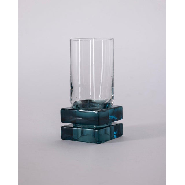 1970s Vintage Italian Blue Crystal Glasses, 1970s, Set of 11 For Sale - Image 5 of 10
