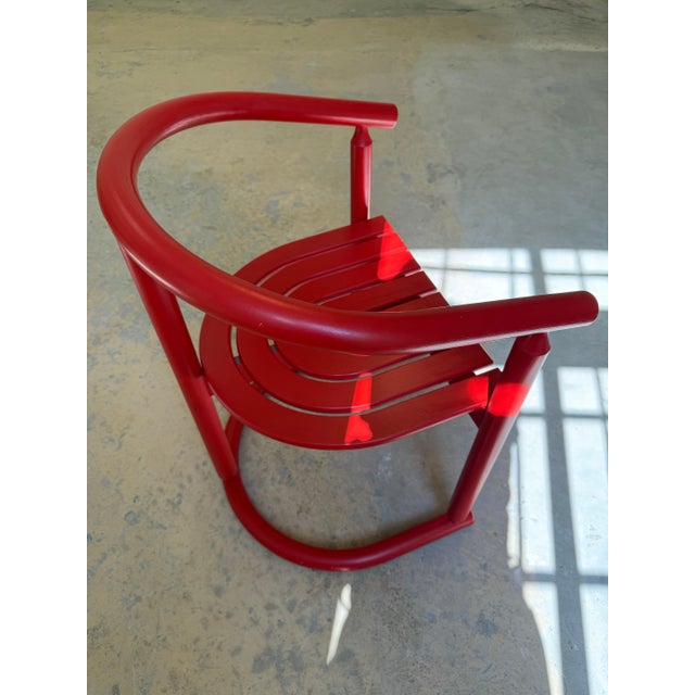 Wood Red Armchair by Allmilmö, 1980s For Sale - Image 7 of 11