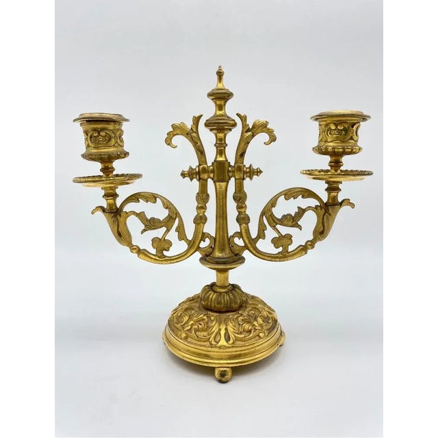 Metal Neoclassical Candlestick in Gilded Bronze, 1900 For Sale - Image 7 of 11