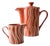 Mid-Century Striped Rust Orange Ceramic Teapot with Lid and Creamer, 1970s For Sale