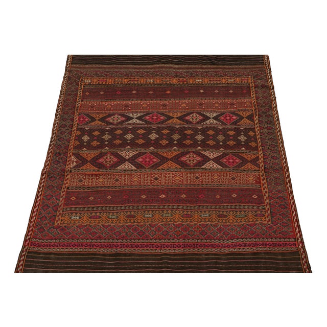 Tribal 1950s Vintage Baluch Tribal Kilim in Brown, Red & Orange Patterns by Rug & Kilim For Sale - Image 3 of 8