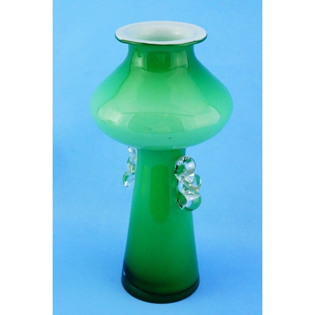 Glass Vintage Green Glass Vase by Jerzy Sluczan-Orkusz for Tarnowiec Glassworks, 1980s For Sale - Image 7 of 18