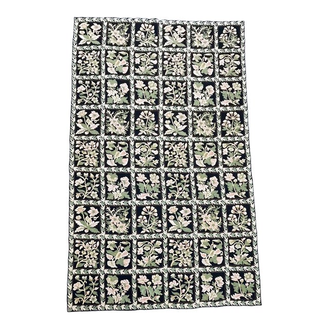 American Folk Art Hand Sewn Canvas Backed Rug / Tapestry, Floral Pattern #1 For Sale