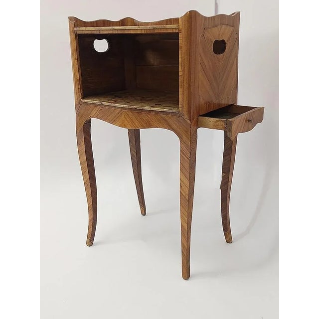 Brown 18th Century Louis XV Side Table in Oak, Marble, and Walnut For Sale - Image 8 of 10