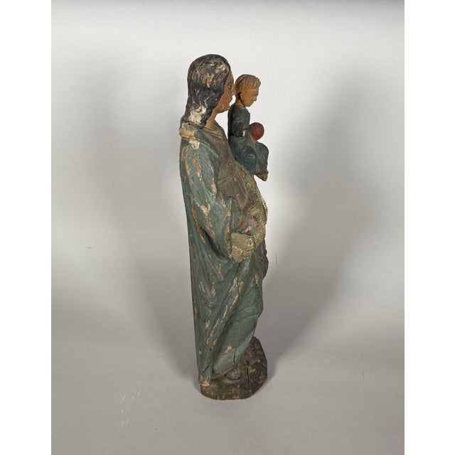 The Virgin and Child, polychrome carved wood, 18th century For Sale - Image 6 of 7