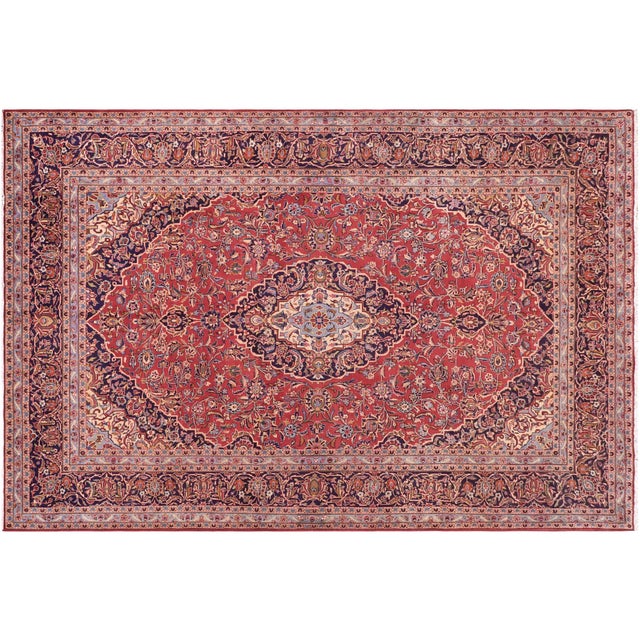 Art Nouveau Persian Red/Purple Wool Rug - 8'0'' X 11'7'' For Sale - Image 9 of 10