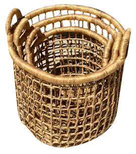 Openwork Seagrass Baskets, Set of 3