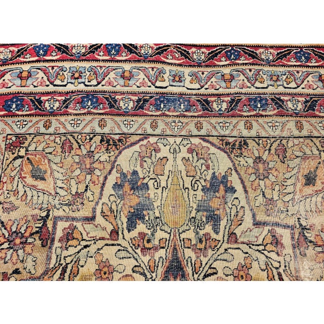 19th Century Persian Kerman Lavar Rug, Hand-Knotted Wool, Floral Pattern, Ivory & Red, 5x8 For Sale - Image 15 of 18