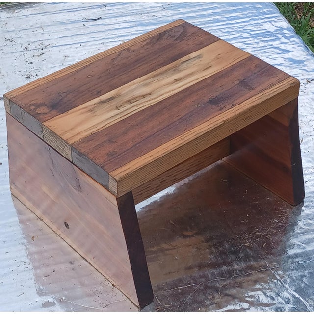 Vintage Handmade Rustic Cedar Stool For Sale - Image 4 of 10