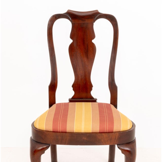 Wood Pair of Queen Anne Style Flame Mahogany Side Chairs For Sale - Image 7 of 8