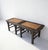 These 19th century accent tables feature a rectangular design made from solid elm with a dark finish and light brown inset...
