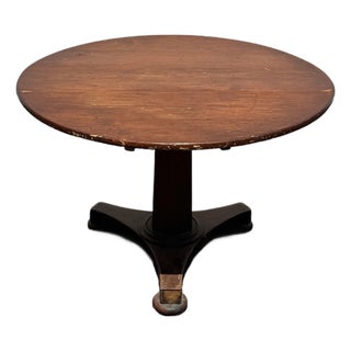 Antique 19th Century Empire Mahogany Round Pedestal Center Table For Sale