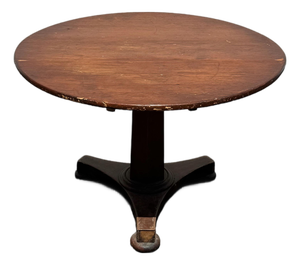 Antique 19th Century Empire Mahogany Round Pedestal Center Table