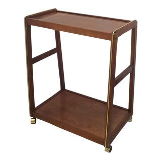 Mid-Century Brass Detailed Bar Cart For Sale