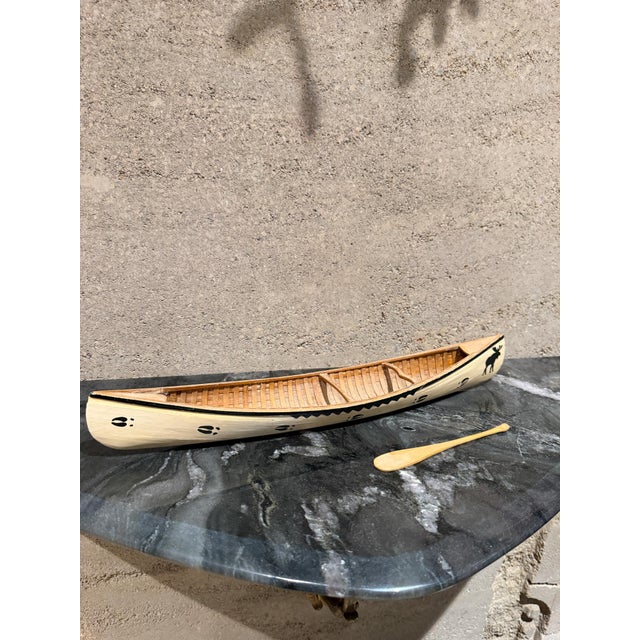 Peterborough Canoe Model Caramel Color Vintage Native American Handcrafted Wooden For Sale - Image 16 of 16