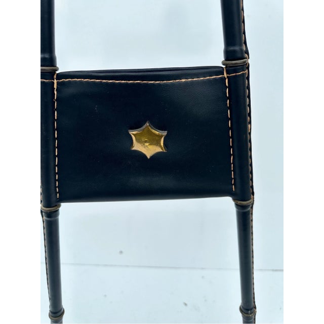 Brass Jacques Adnet stitched leather and Brass Valet For Sale - Image 8 of 12