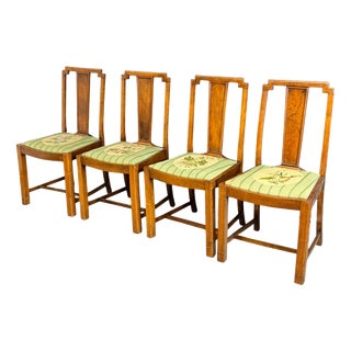 Vintage Art Deco Dining Chairs in Maple Wood, 1930, Set of 4 For Sale
