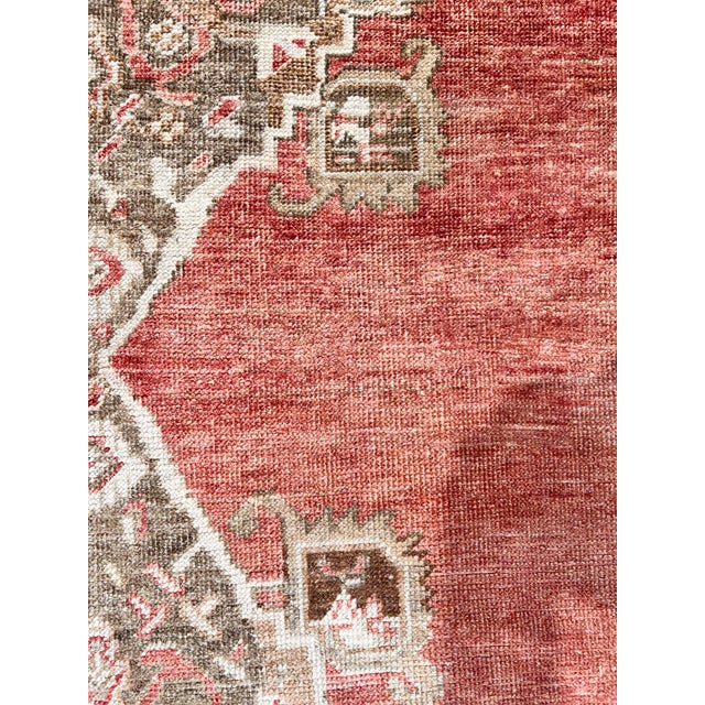 Vintage Circa 1940 Light Brick Turkish Oushak Hand Knotted Wool Runner, 4ft 11in X 12ft 7in For Sale - Image 10 of 11