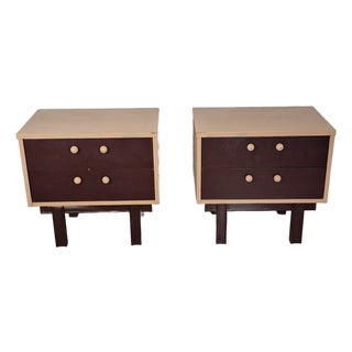 Mid Century Modern Two-Tone Side Tables Night Stands, Manner of Paul T. Frankl, a Pair For Sale
