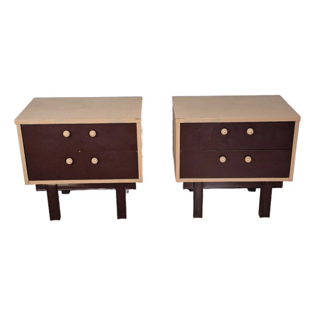 Mid Century Modern Two-Tone Side Tables Night Stands, Manner of Paul T. Frankl, a Pair For Sale