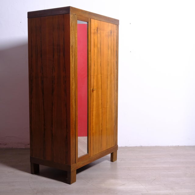 Italian Oak Wardrobe with Mirror, 1930s For Sale - Image 11 of 13
