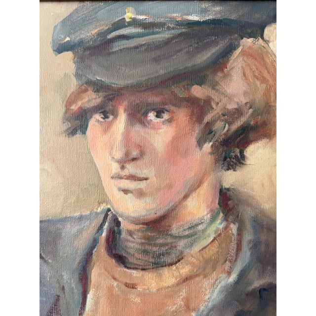 Contemporary Vintage Oil on CanvasPortrait of a Boy | Signed Abby Walker For Sale - Image 3 of 5