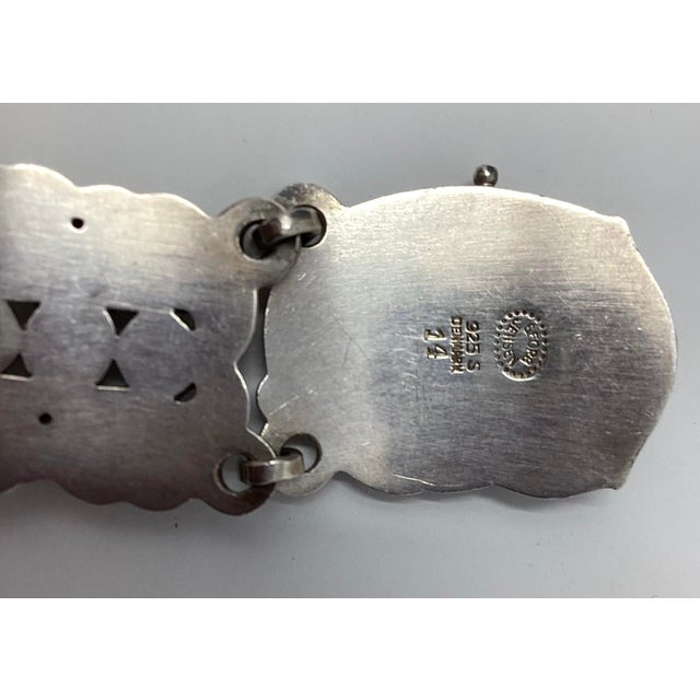 Art Nouveau Vintage Georg Jensen Jade & Sterling Silver Dove Bracelet For Sale - Image 3 of 4