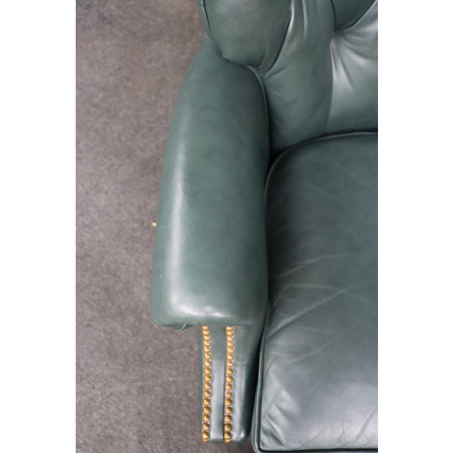 Green Hancock & Moore Tufted Leather Chair and Ottoman For Sale - Image 8 of 18
