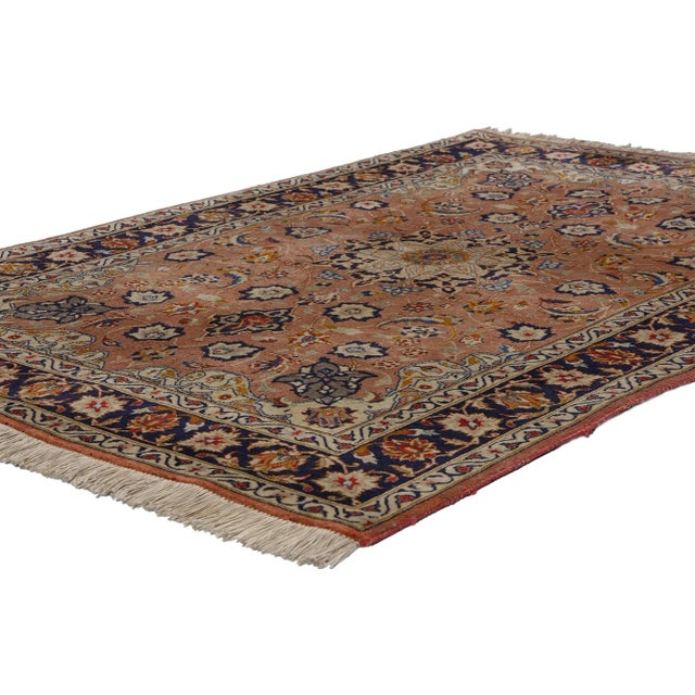 78702 Small Vintage Persian Tabriz Rug, 03'05 x 05'01. Persian Tabriz rugs, originating from the ancient city of Tabriz in...