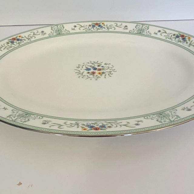Wedgwood Vintage 1980s Wedgwood Agincourt Green Bone China Large 15" Serving Platter For Sale - Image 4 of 8