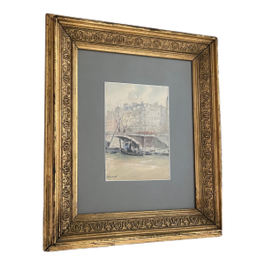 Paris Watercolor by Grandjean in Antique Frame