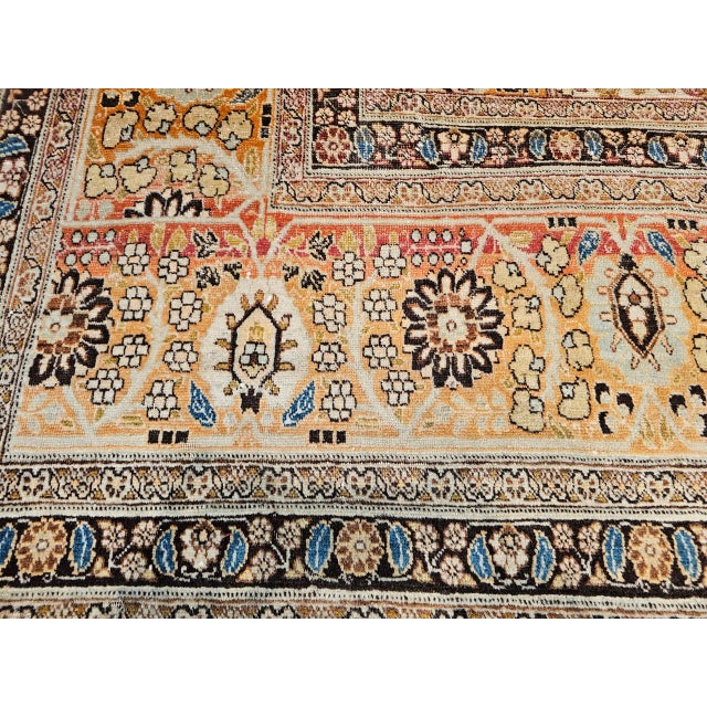 Antique Persian Tabriz Rug, Hand-Knotted Wool, Haji Jalili Style Floral Pattern, Coral & Brown, 11x14 For Sale - Image 13 of 13