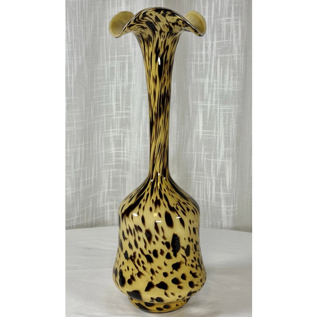 Vintage Murano Style Tortoise Hand Blown Glass Art Vase For Sale - Image 9 of 10