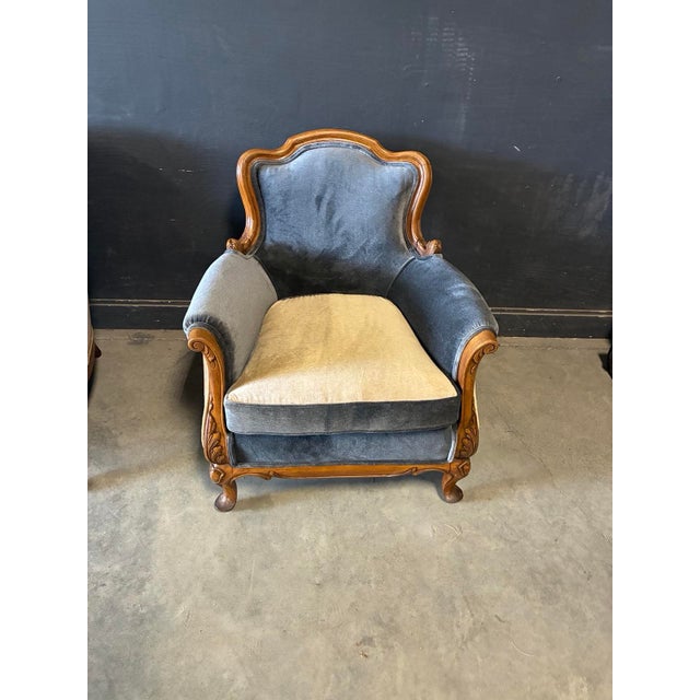 French Antique French Bergere Sofa & Chair Set For Sale - Image 3 of 6