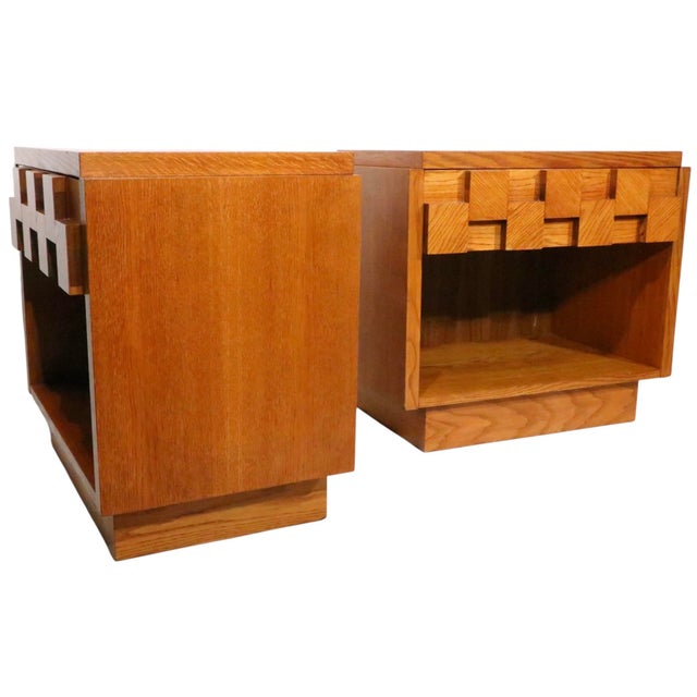 Pair Brutalist Staccato Night Table by the Lane Furniture Company C1960/70's For Sale - Image 16 of 18