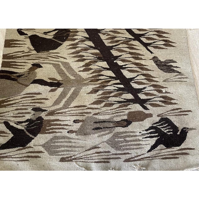 Textile Vintage Handwoven Mexican Zapotec Kilim 2.7' X 5.2' (82cm X 158cm) 1940s For Sale - Image 7 of 8