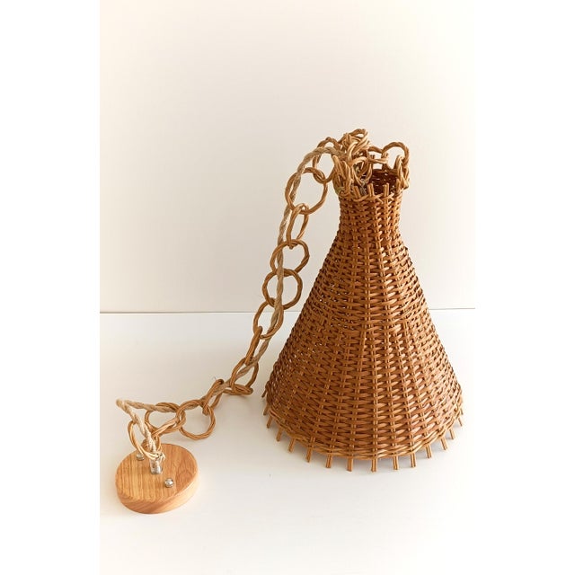 Mid-Century Wicker Pendant Lamp, 1950s For Sale - Image 9 of 12