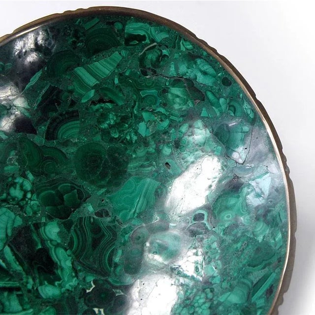Vintage Malachite and Brass Bowl, 1960s, in Very Good conditions. Designed 1960 to 1969