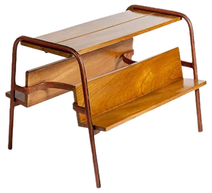 Stitched Leather Table or Magazine Rack by Jacques Adnet, 1950s