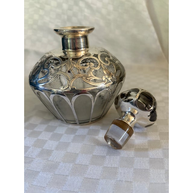 Silver Early 20th Century Sterling Silver Overlay Art Nouveau Perfume Bottle For Sale - Image 8 of 11