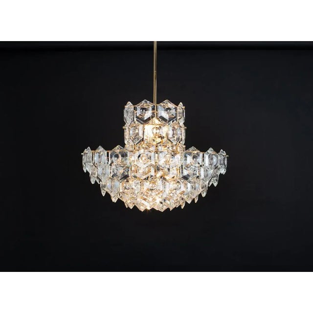 Large Chandelier in Brass and Crystal Glass attributed to Kinkeldey, Germany, 1970s For Sale - Image 9 of 10