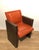 Orange 1970s French Orangeish and Brown Leather Armchairs - a Pair For Sale - Image 8 of 12