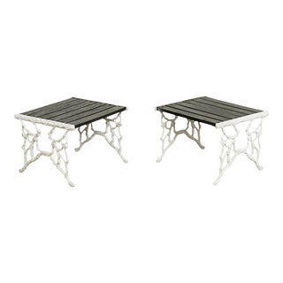Vintage Cast Iron Faux Bois Garden Benches - A Pair For Sale