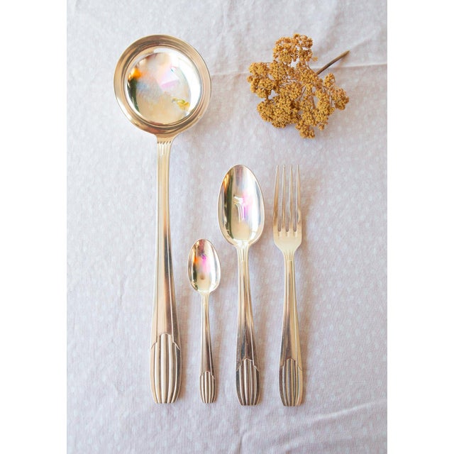 French Art Deco Silver-Plated Cutlery Set for 12, 1930-1940s, Set of 37 For Sale - Image 12 of 12