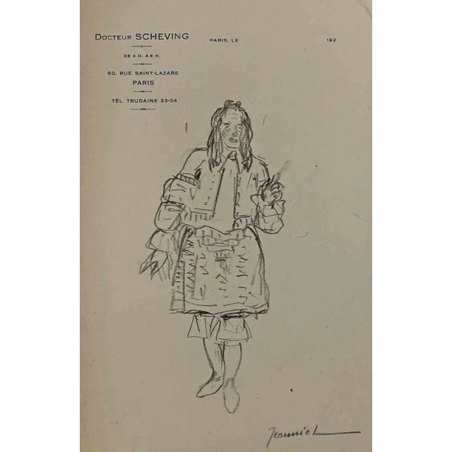 Man in Costume is an original Drawing on paper realized by the painter Pierre Georges Jeanniot (1848-1934). Drawing in...