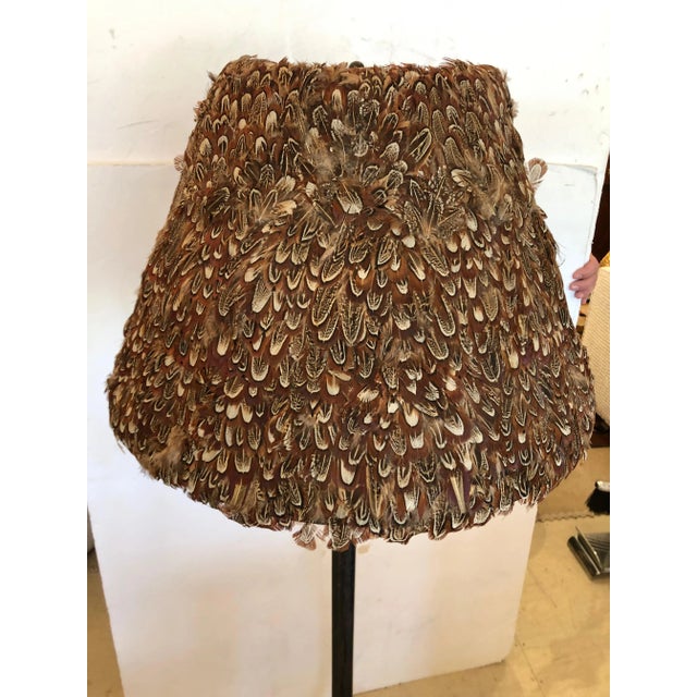 Metal Antique French Vintage Directoire Steel Floor Lamp With Feather Shade For Sale - Image 7 of 10