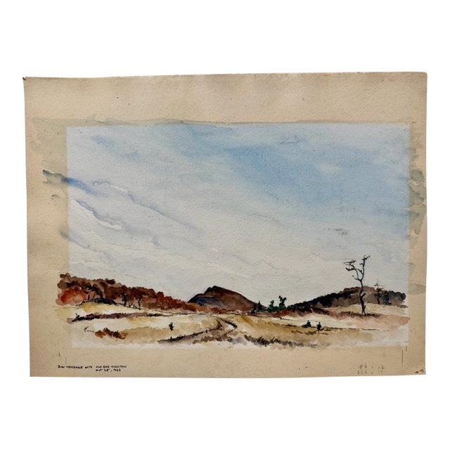 Henry Emil Salloch Original Watercolor on Paper Big Meadows With Old Rag Mountain. 1946. For Sale