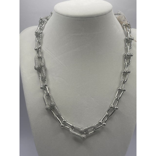 American Chain Necklace With Cz's With Earings For Sale - Image 3 of 7